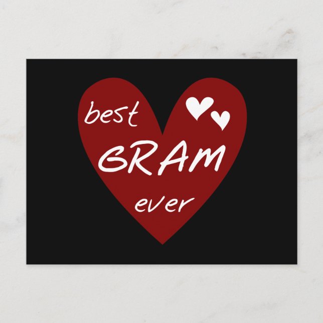 Red Heart Best Gram Ever Tshirts and Gifts Postcard (Front)