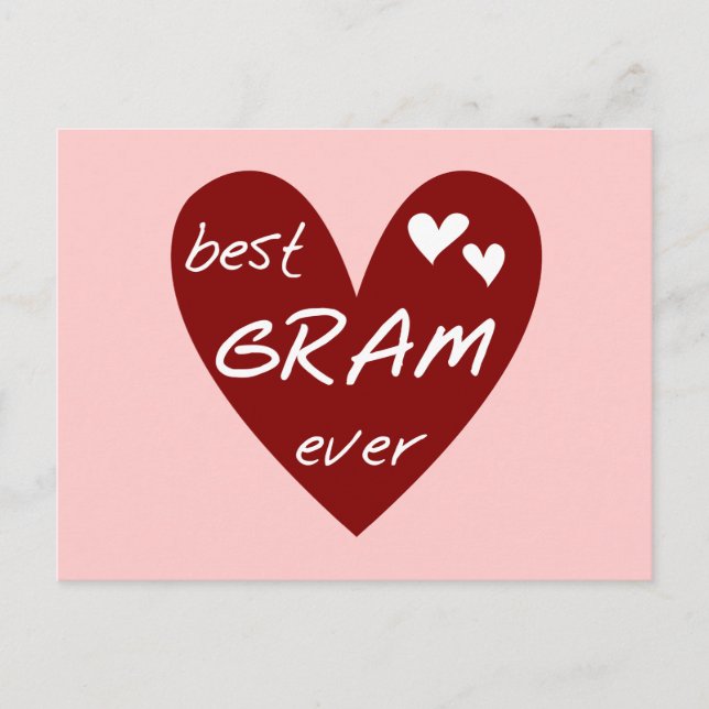 Red Heart Best Gram Ever Tshirts and Gifts Postcard (Front)