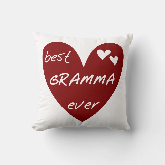 Red Heart Best Gramma Ever Gifts Throw Pillow (Front)