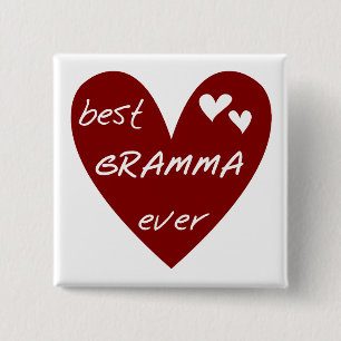 Red Heart Best Gramma Ever T-shirts and Gifts 2 Inch Square Button