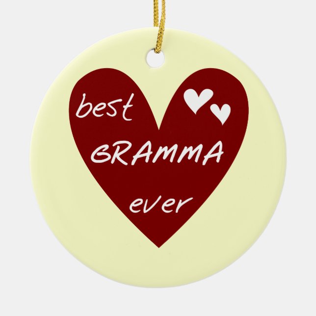 Red Heart Best Gramma Ever T-shirts and Gifts Ceramic Ornament (Front)