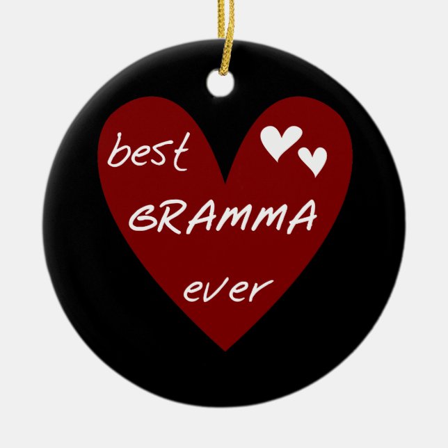 Red Heart Best Gramma Ever T-shirts and Gifts Ceramic Ornament (Front)