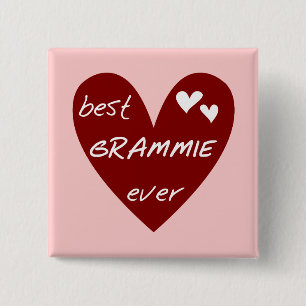 Red Heart Best Grammie Ever T-shirts and Gifts 2 Inch Square Button