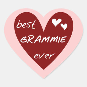 Red Heart Best Grammie Ever T-shirts and Gifts Heart Sticker