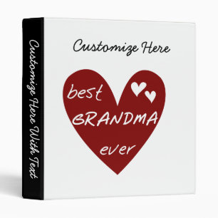 Red Heart Best Grandma Ever T-shirts and Gifts Binder