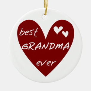Red Heart Best Grandma Ever T-shirts and Gifts Ceramic Ornament
