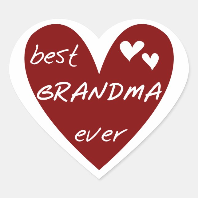 Red Heart Best Grandma Ever T-shirts and Gifts Heart Sticker (Front)