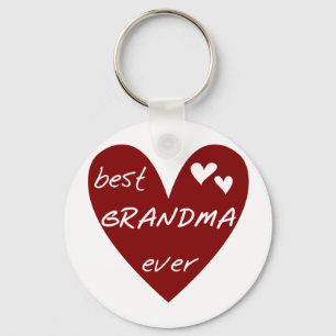 Red Heart Best Grandma Ever T-shirts and Gifts Keychain
