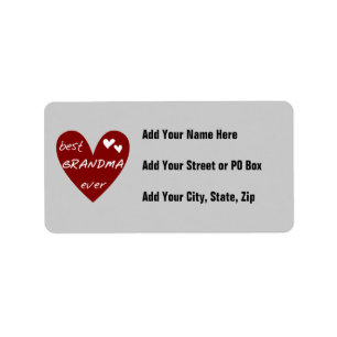 Red Heart Best Grandma Ever T-shirts and Gifts Label