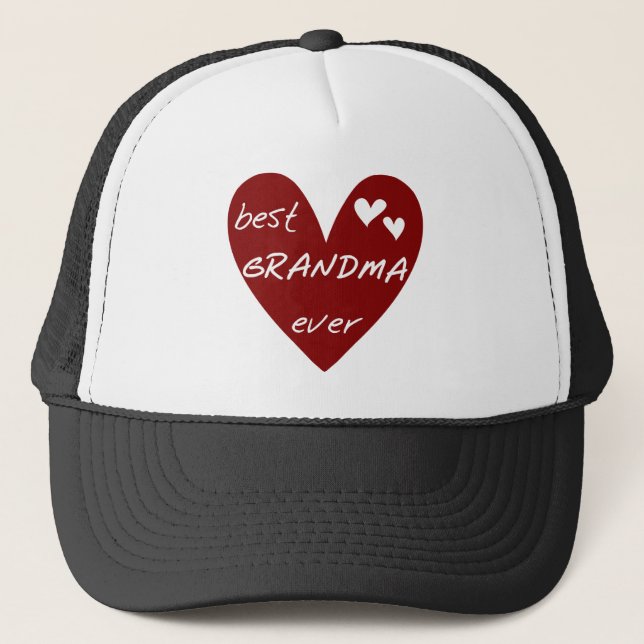 Red Heart Best Grandma Ever T-shirts and Gifts Trucker Hat (Front)