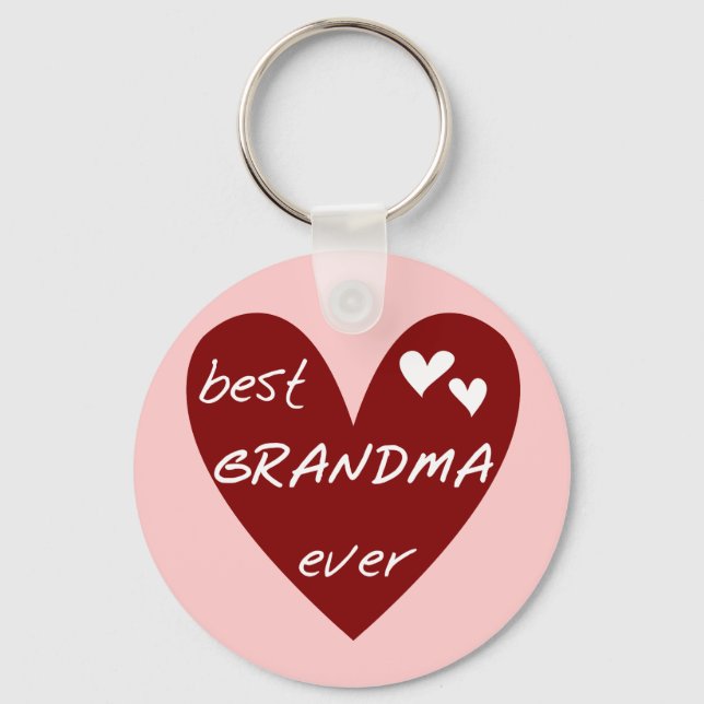 Red Heart Best Grandma Ever T-shirts Gifts Keychain (Front)