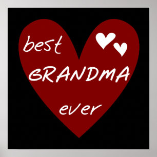 Red Heart Best Grandma Ever T-shirts Gifts Poster