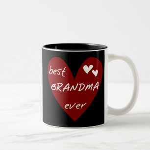 Red Heart Best Grandma Ever T-shirts Gifts Two-Tone Coffee Mug