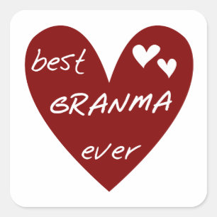 Red Heart Best Granma Ever T-shirts and Gifts Square Sticker