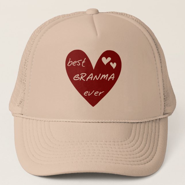 Red Heart Best Granma Ever T-shirts and Gifts Trucker Hat (Front)
