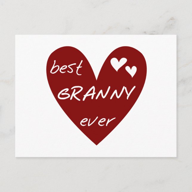 Red Heart Best Granny Ever Tshirts and Gifts Postcard (Front)
