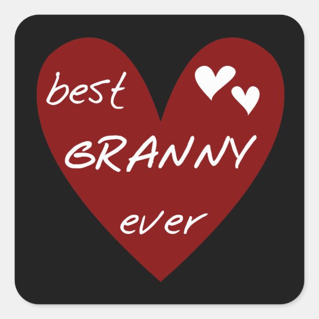 Red Heart Best Granny Ever Tshirts and Gifts Square Sticker (Front)