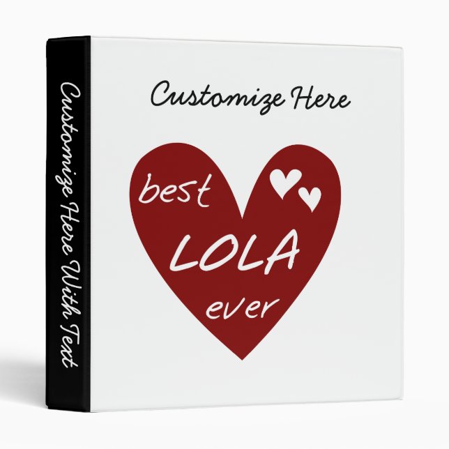 Red Heart Best Lola Ever T-shirts and Gifts Binder (Front/Spine)