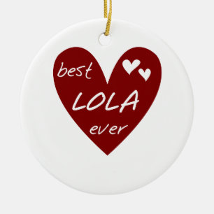 Red Heart Best Lola Ever T-shirts and Gifts Ceramic Ornament