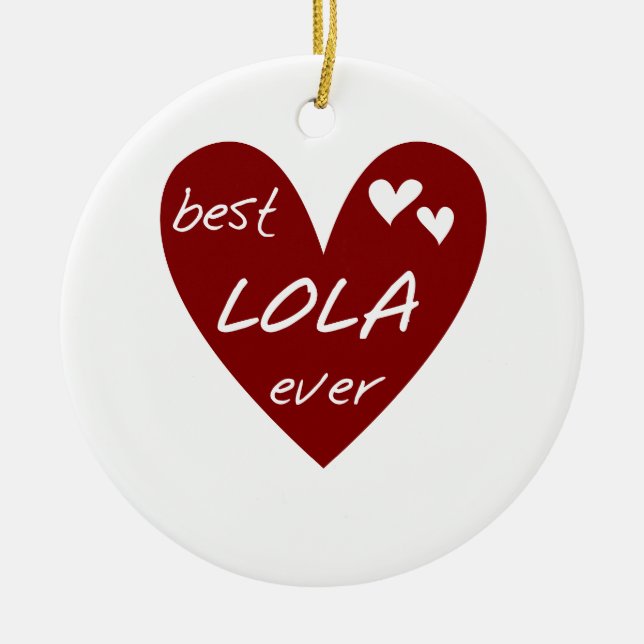 Red Heart Best Lola Ever T-shirts and Gifts Ceramic Ornament (Front)