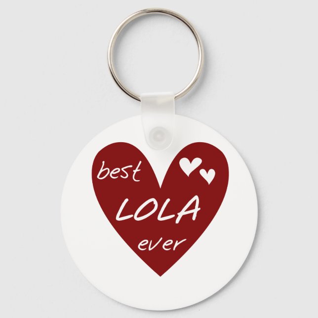 Red Heart Best Lola Ever T-shirts and Gifts Keychain (Front)