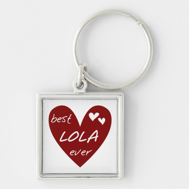 Red Heart Best Lola Ever T-shirts and Gifts Keychain (Front)