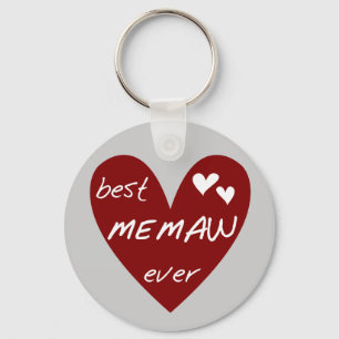 Red Heart Best Memaw Ever T-shirts and Gifts Keychain