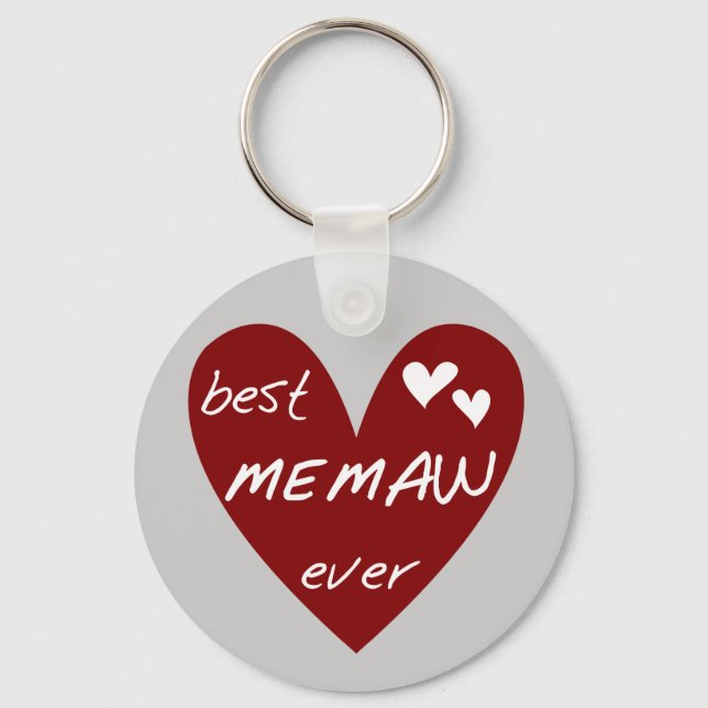 Red Heart Best Memaw Ever T-shirts and Gifts Keychain (Front)
