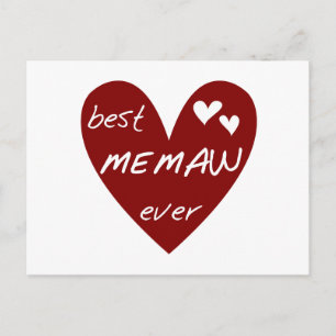 Red Heart Best Memaw Ever T-shirts and Gifts Postcard