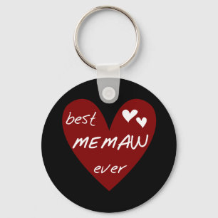 Red Heart Best Memaw Ever Tshirts and Gifts Keychain