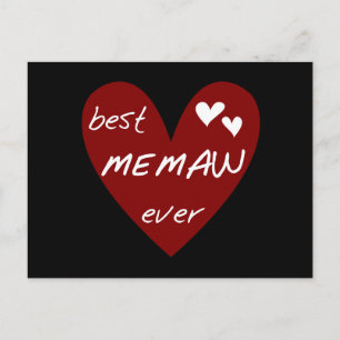 Red Heart Best Memaw Ever Tshirts and Gifts Postcard