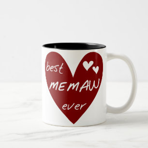 Red Heart Best Memaw Ever Tshirts and Gifts Two-Tone Coffee Mug