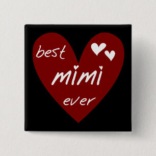Red Heart Best Mimi Ever Tshirts and Gifts 2 Inch Square Button