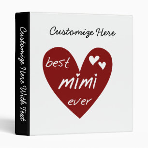 Red Heart Best Mimi Ever Tshirts and Gifts Binder