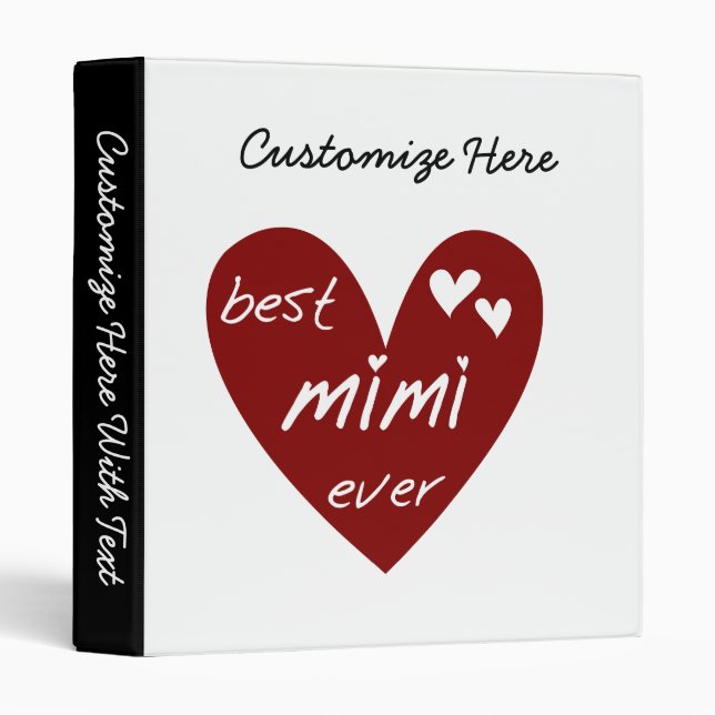 Red Heart Best Mimi Ever Tshirts and Gifts Binder (Front/Spine)