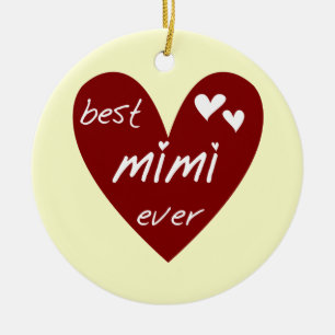 Red Heart Best Mimi Ever Tshirts and Gifts Ceramic Ornament