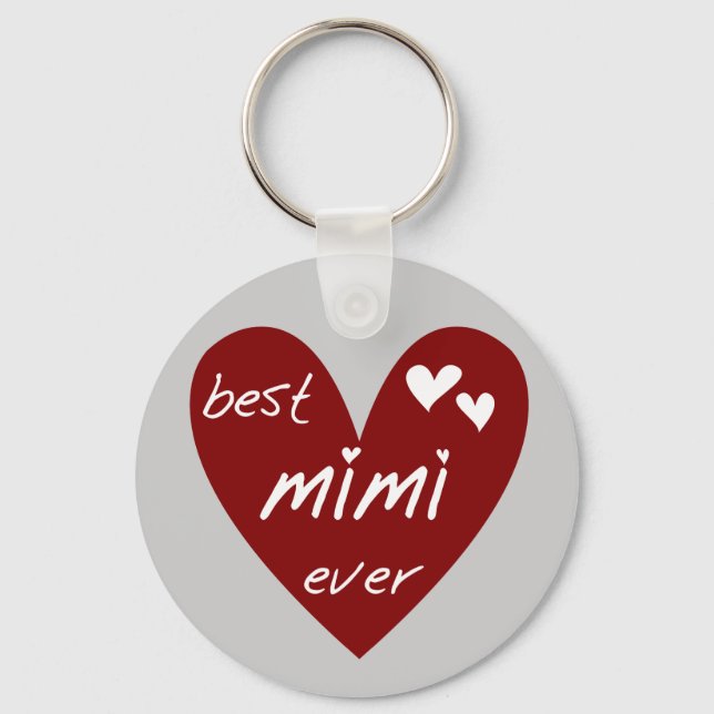 Red Heart Best Mimi Ever Tshirts and Gifts Keychain (Front)