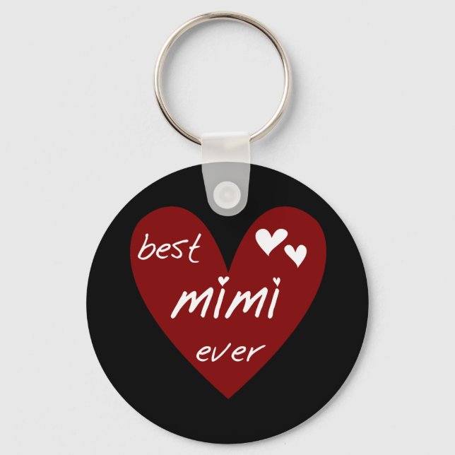 Red Heart Best Mimi Ever Tshirts and Gifts Keychain (Front)