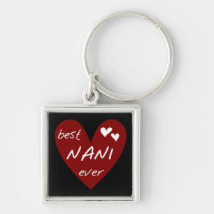 Red Heart Best Nani Ever T-shirts and GIfts Keychain