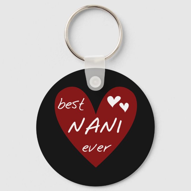 Red Heart Best Nani Ever T-shirts and GIfts Keychain (Front)