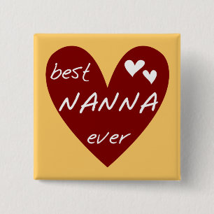 Red Heart Best Nanna Ever t-shirts and Gifts 2 Inch Square Button