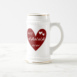 Red Heart Best Nanna Ever t-shirts and Gifts Beer Stein