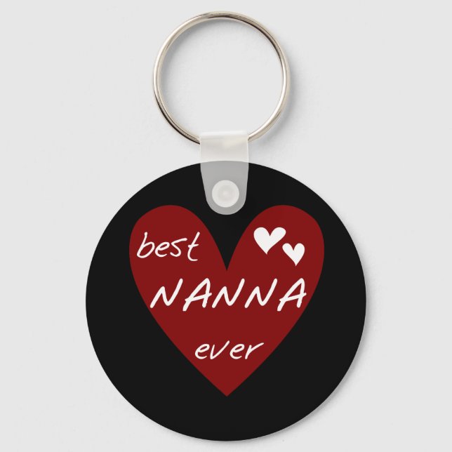 Red Heart Best Nanna Ever t-shirts and Gifts Keychain (Front)