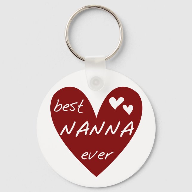 Red Heart Best Nanna Ever t-shirts and Gifts Keychain (Front)