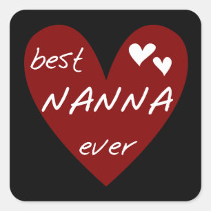 Red Heart Best Nanna Ever t-shirts and Gifts Square Sticker