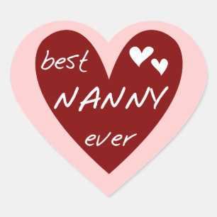 Red Heart Best Nanny Ever T-shirts and Gifts Heart Sticker
