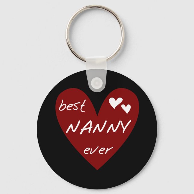 Red Heart Best Nanny Ever T-shirts and Gifts Keychain (Front)