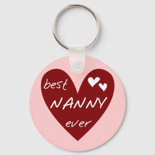 Red Heart Best Nanny Ever T-shirts and Gifts Keychain