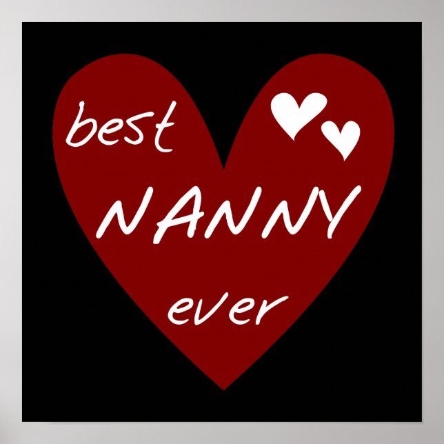 Red Heart Best Nanny Ever T-shirts and Gifts Poster (Front)