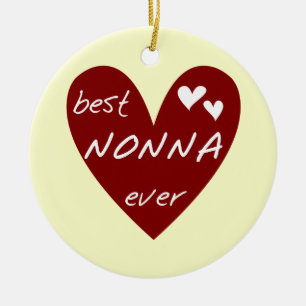 Red Heart Best Nonna Ever T-shirts gifts Ceramic Ornament
